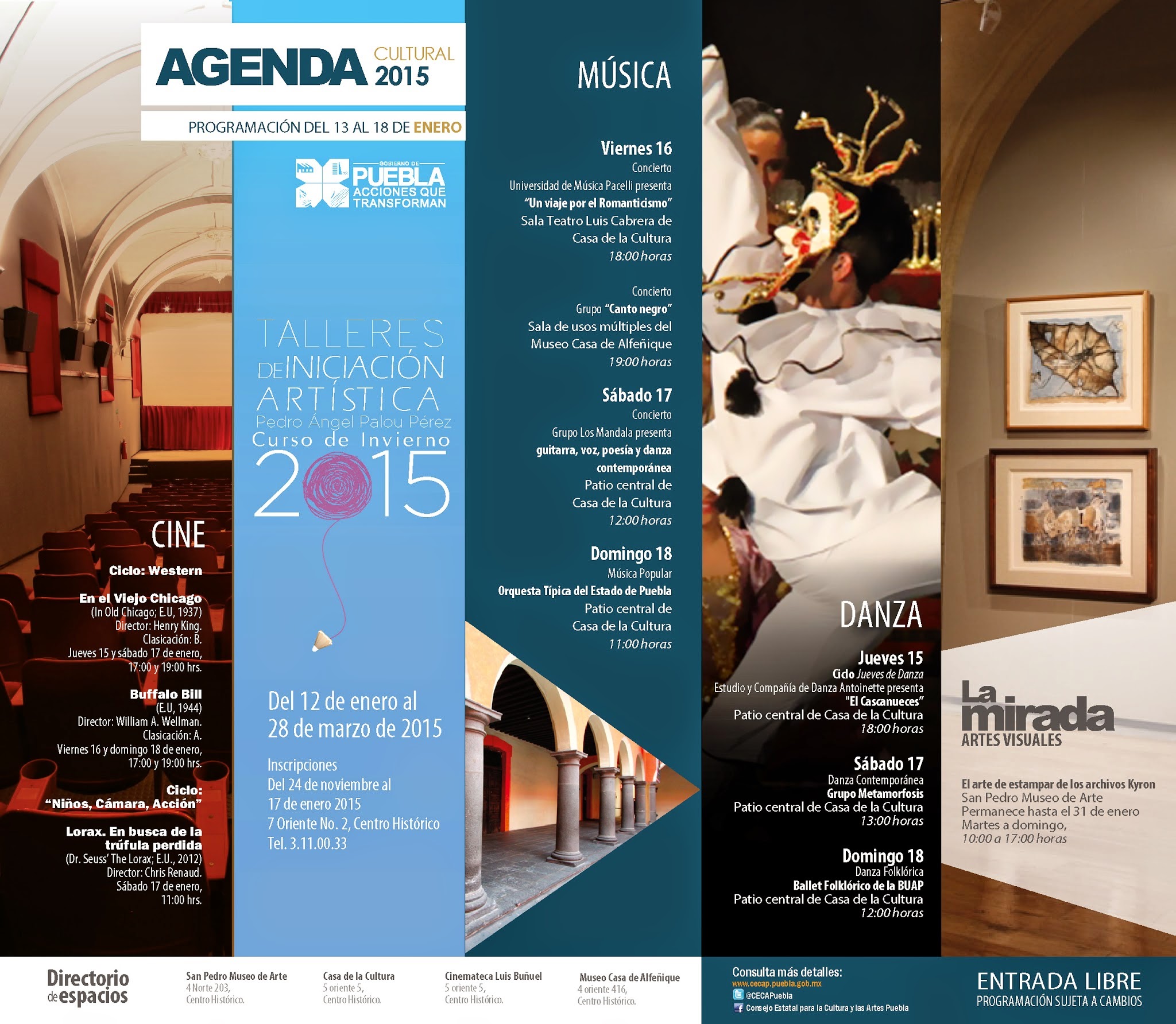 Agenda cultural del CECAP, semana del 13 al 18 de enero