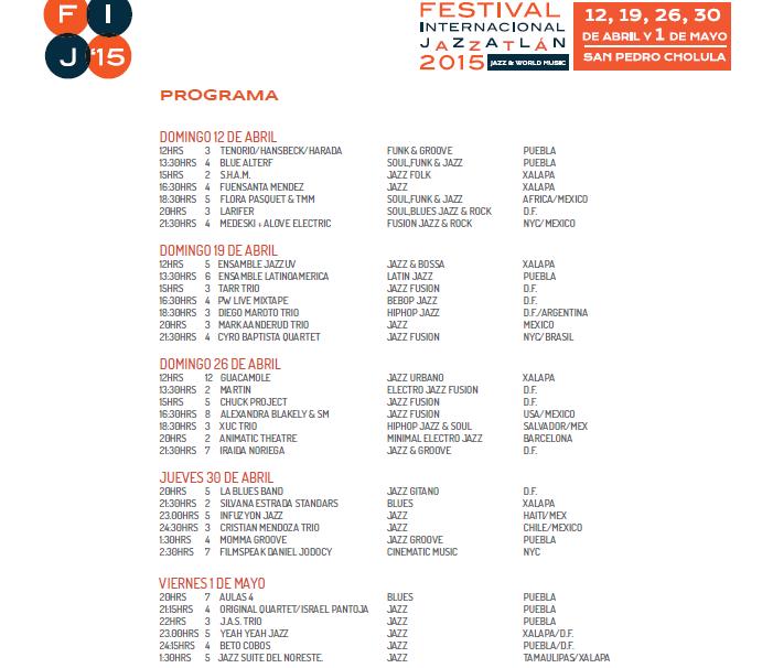 PROGRAMA COMPLETO FESTIVAL JAZZATLÁN