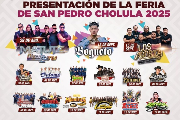 Puebla | Estos son los conciertos gratis de la Feria de San Pedro Cholula; asiste del 29 de agosto al 16 de&nbsp;septiembre